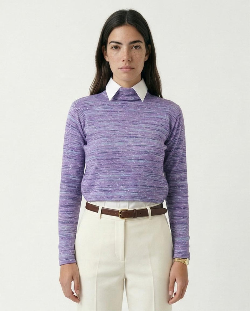 Ravin Women's Space-Dye Mock-Neck Cropped Knit Top - Purple Multi - O199088