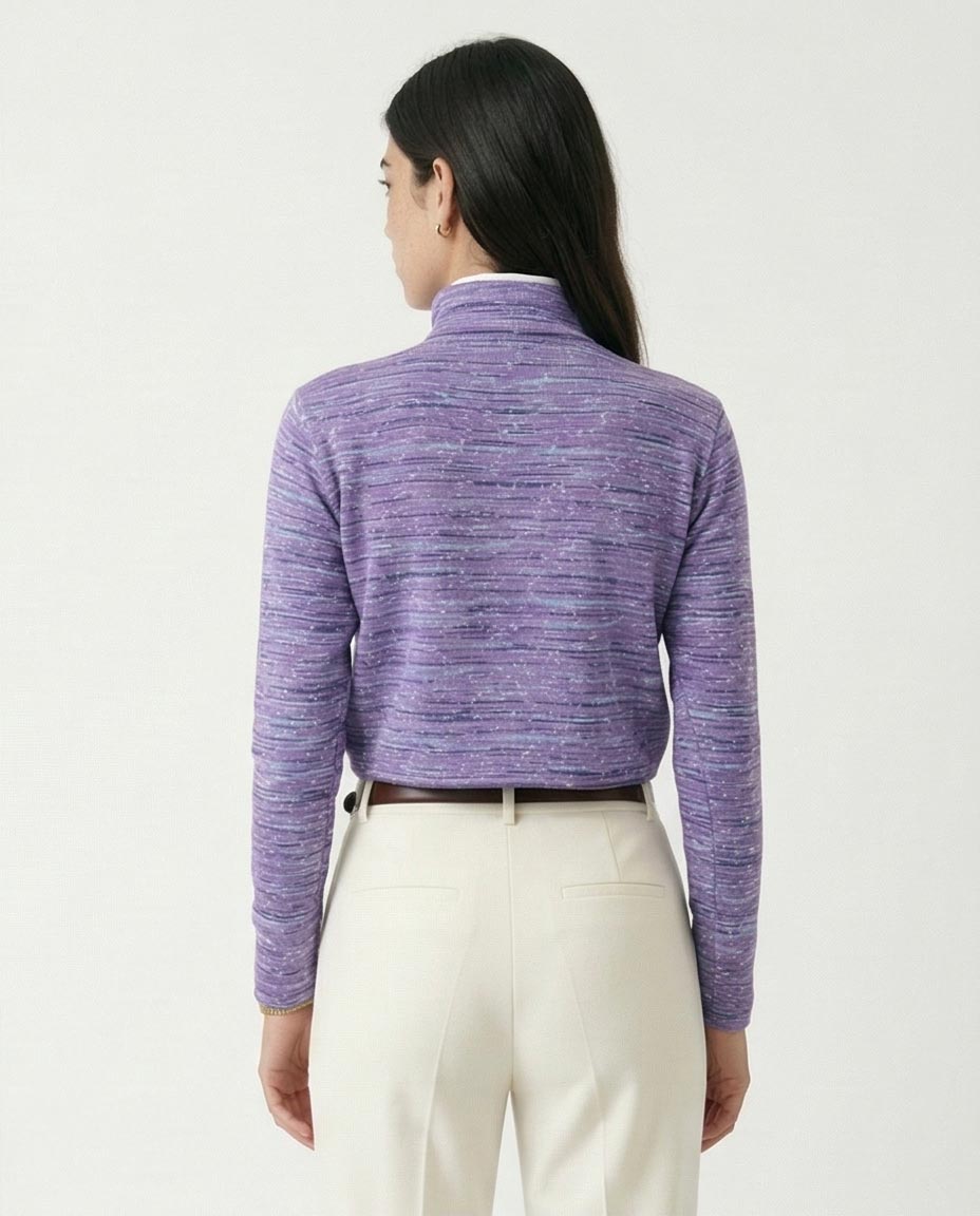 Lavender Melange Mock Neck Space-Dye Pullover - O199088