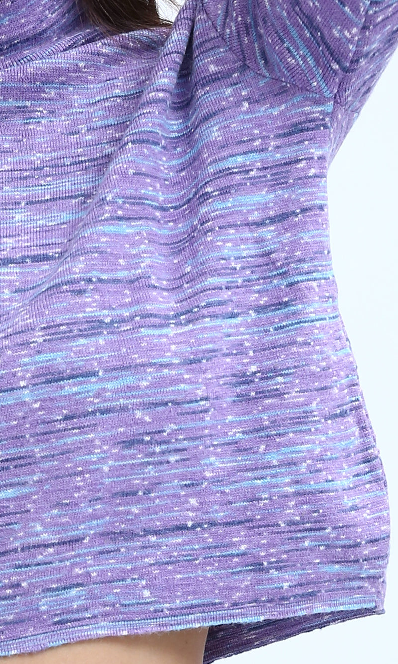 Ravin Women's Space-Dye Mock-Neck Cropped Knit Top - Purple Multi - O199088