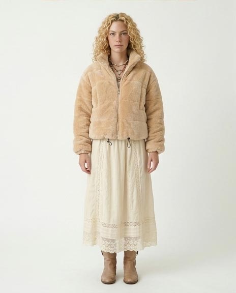 Ravin Women's Paneled Faux-Fur Cropped Jacket – Warm Camel - o199091