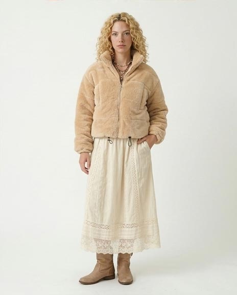 Ravin Women's Paneled Faux-Fur Cropped Jacket – Warm Camel - o199091