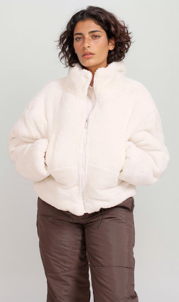 O199092 - Fur Bomber Jacket - Off White