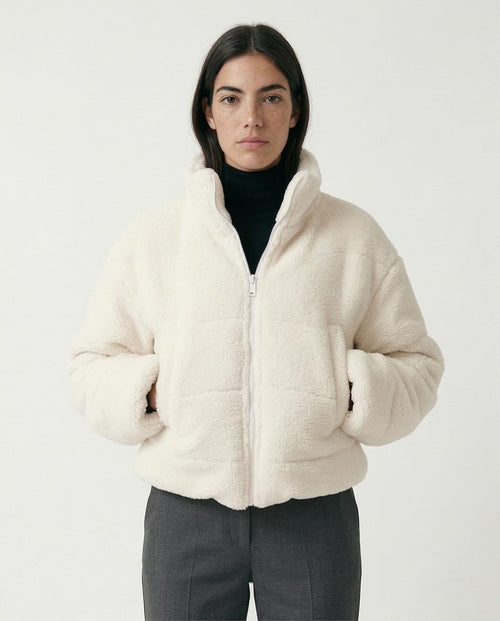 Ravin Women's Cropped Sherpa Puffer Jacket – Cream - O199092
