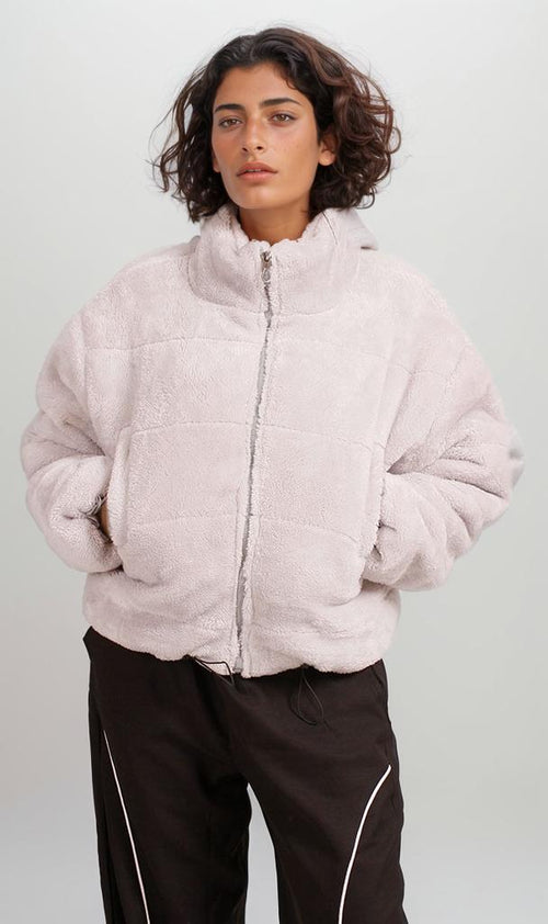 O199093 - Fur Bomber Jacket - Cream