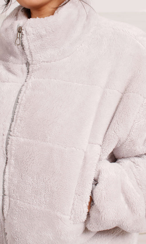 O199093 - Fur Bomber Jacket - Cream