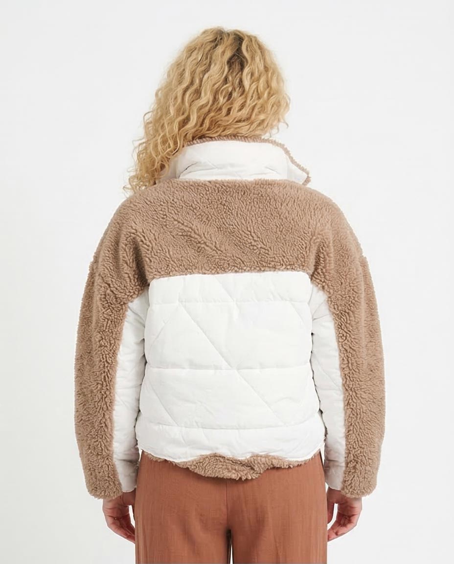 Ravin | Contrast Mixed-Media Quilted Puffer Jacket - O199098 - 