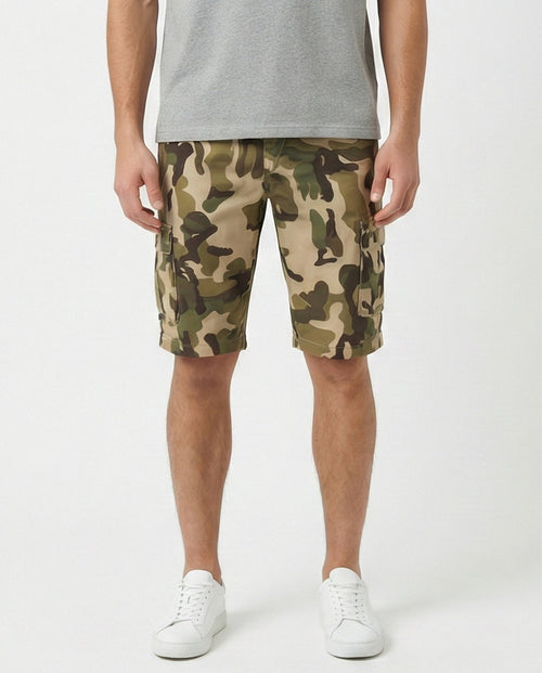 RAVIN Men’s Woodland Camouflage Regular Fit Summer Shorts – Olive & Dark Green Tactical - O199147  Streetwear