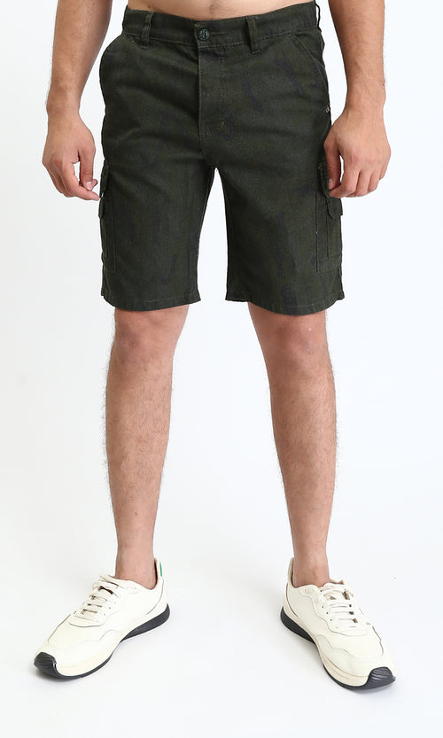 O199148 - Solid Regular Fit Summer Shorts - Dark Olive