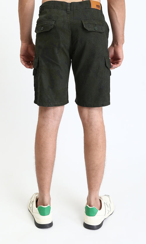 O199148 - Solid Regular Fit Summer Shorts - Dark Olive