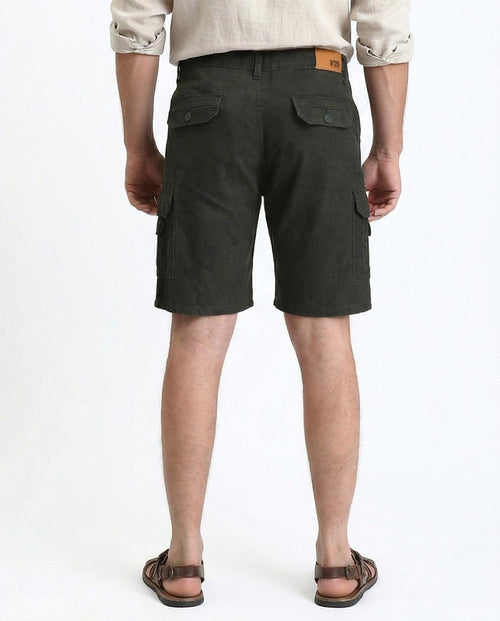 Ravin Dark Olive Regular Fit Utility Cargo Shorts with Bellows Pockets - O199148