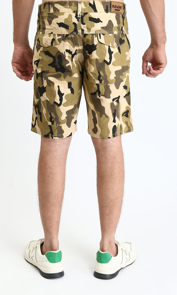 O199150 - Camouflage Regular Fit Summer Shorts - Olive & Beige