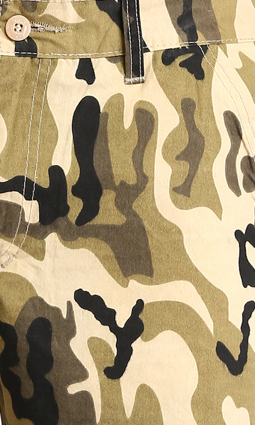 O199150 - Camouflage Regular Fit Summer Shorts - Olive & Beige