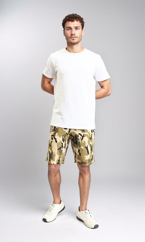 O199150 - Camouflage Regular Fit Summer Shorts - Olive & Beige