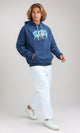 O199170 Long Sleeves Steel Blue Hoodie with Kangaroo Pocket