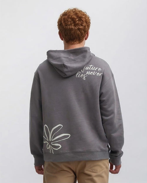 هودي مطبوع سهل الارتداء مع جيب الكنغر - بني