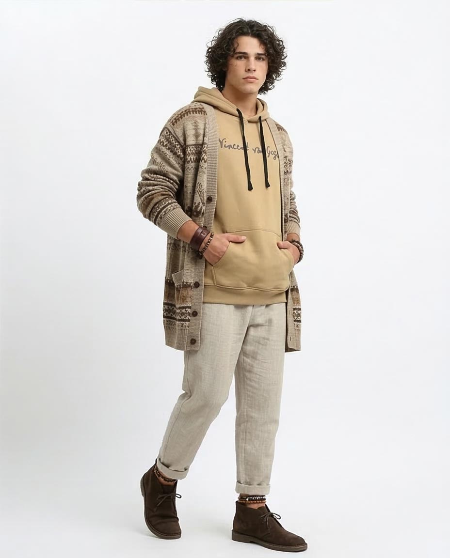 RAVIN x Vincent van Gogh Oversized Artist Graphic Hoodie – Sand  - o199179
