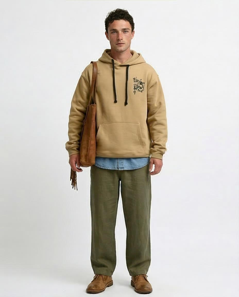 Ravin Men’s Sand Graffiti Graphic Oversized Hoodie – "Impact Reference" Collection - o199181