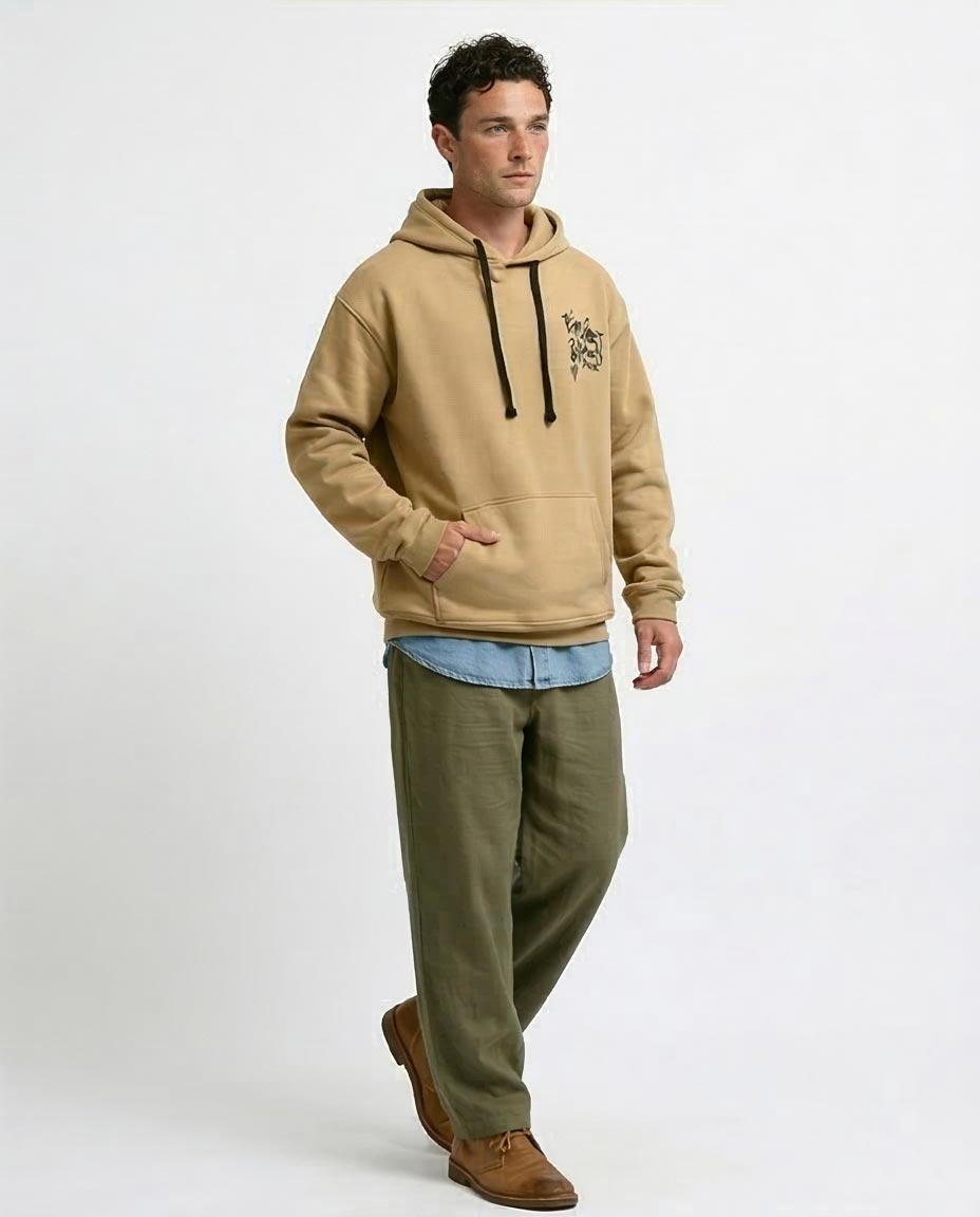 Ravin Men’s Sand Graffiti Graphic Oversized Hoodie – "Impact Reference" Collection - o199181
