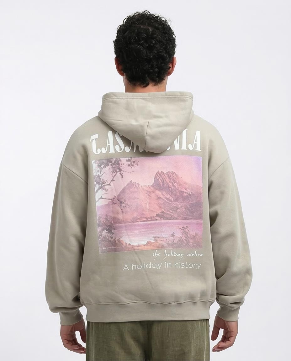 Ravin Oversized "Tasmania" Graphic Hoodie – Sand Khaki - O199182