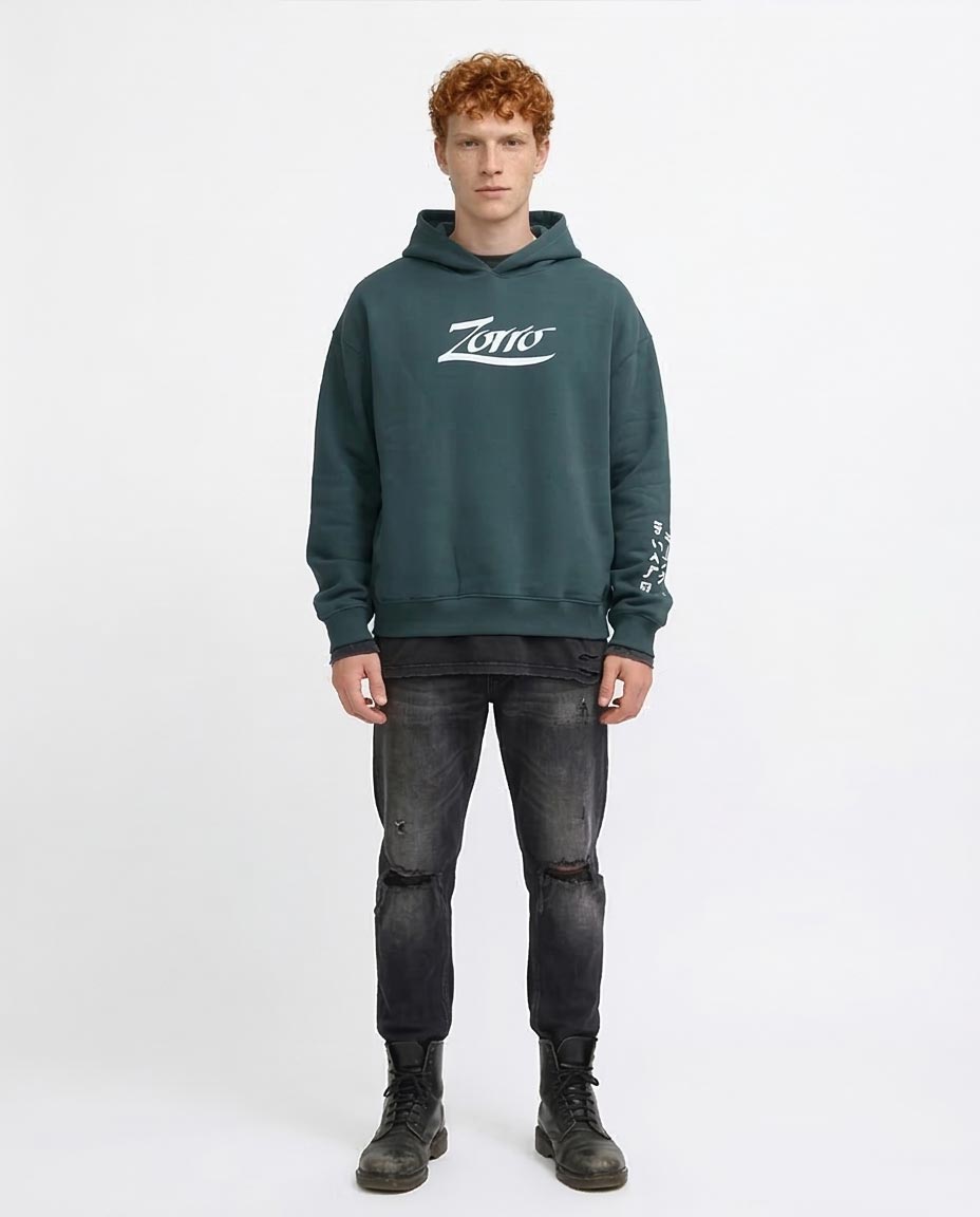 Ravin x Zorro "The Swordsman" Heavyweight Graphic Hoodie – Dark Teal - O199184