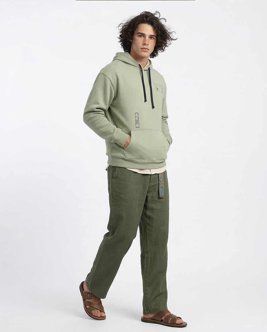 Ravin Men's Sage Green Distressed Graphic Hoodie - o199186