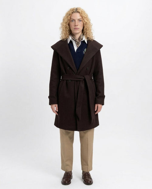 Ravin Hooded Wrap Coat in Dark Chocolate - O199191