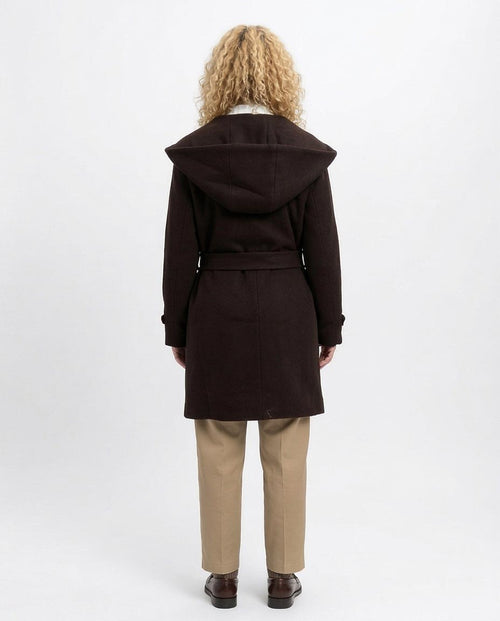 Ravin Hooded Wrap Coat in Dark Chocolate - O199191