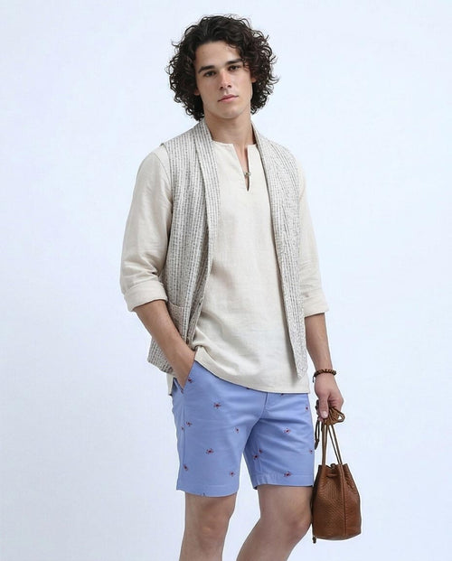 شورت صيفي مريح أزرق فاتح