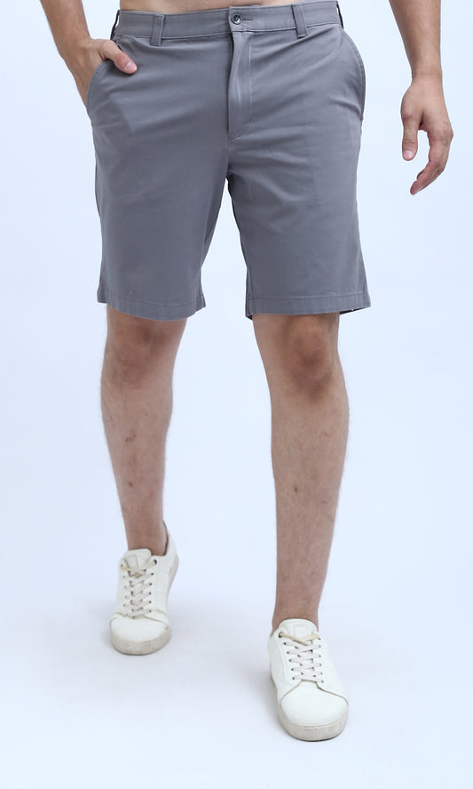 O199226 Side Pockets Light Grey Solid Shorts