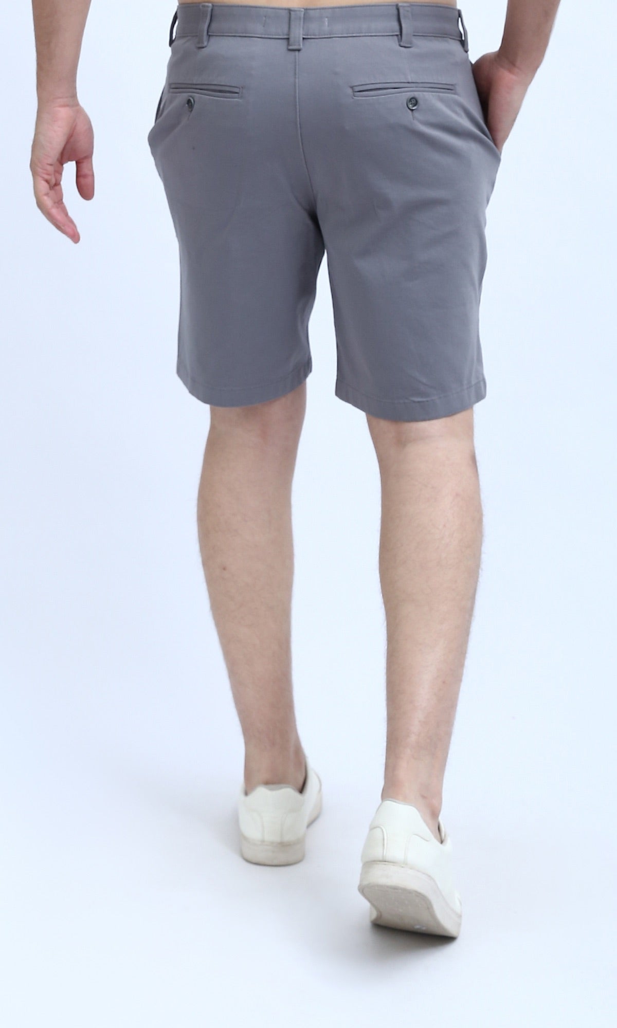 O199226 Side Pockets Light Grey Solid Shorts