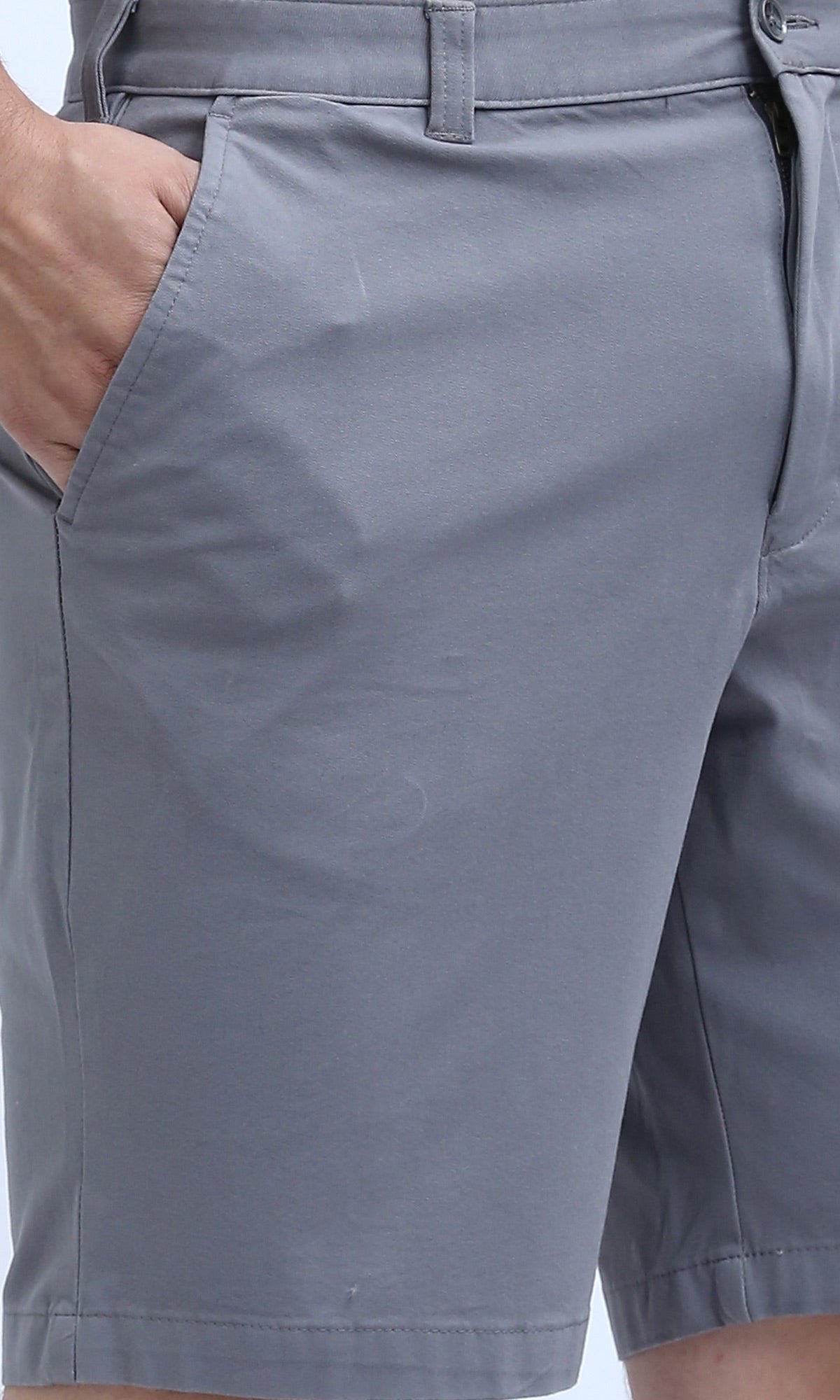 O199226 Side Pockets Light Grey Solid Shorts