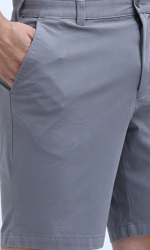 O199226 Side Pockets Light Grey Solid Shorts
