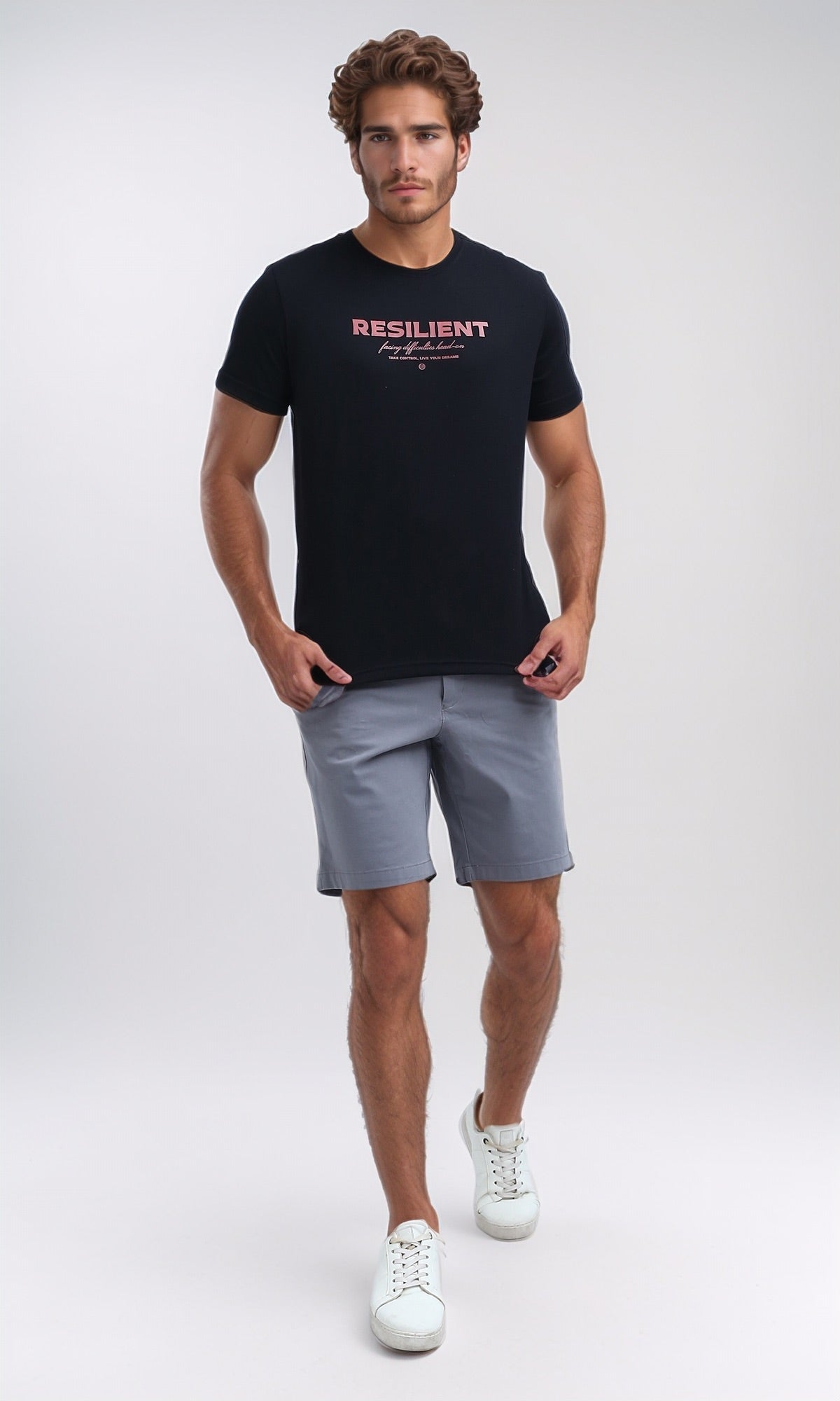 O199226 Side Pockets Light Grey Solid Shorts
