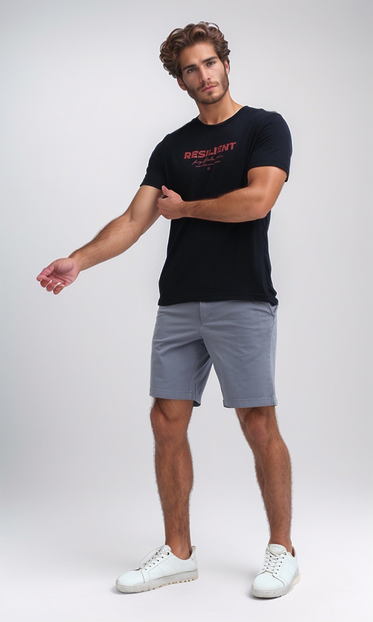 O199226 Side Pockets Light Grey Solid Shorts