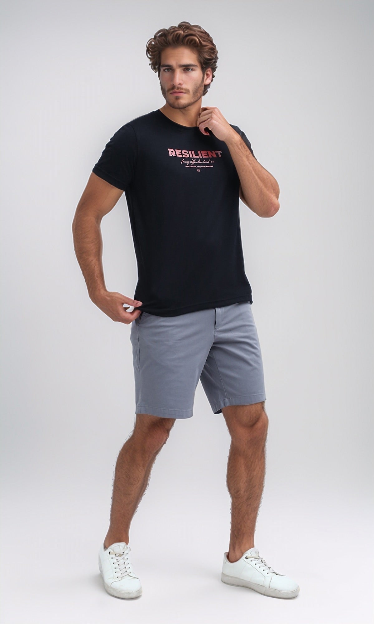 O199226 Side Pockets Light Grey Solid Shorts