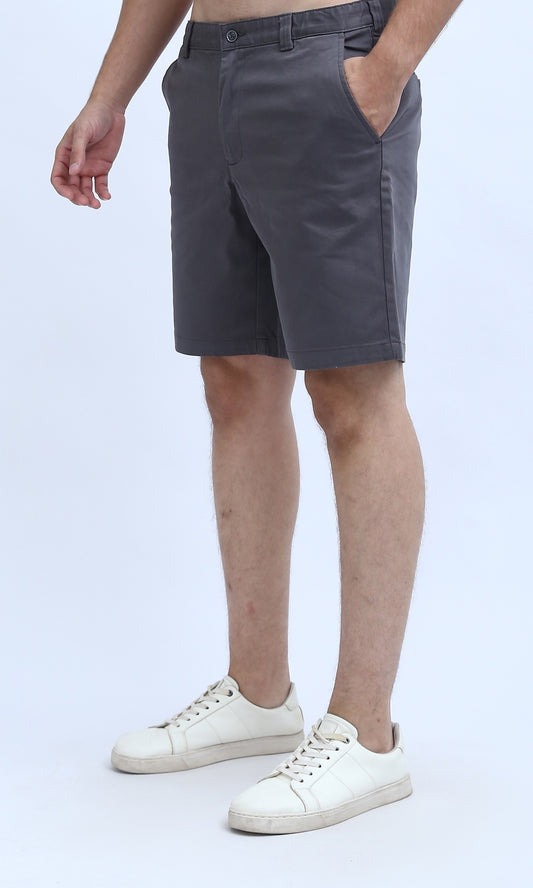 O199228 Cotton Fly Zipper Summer Short - Grey