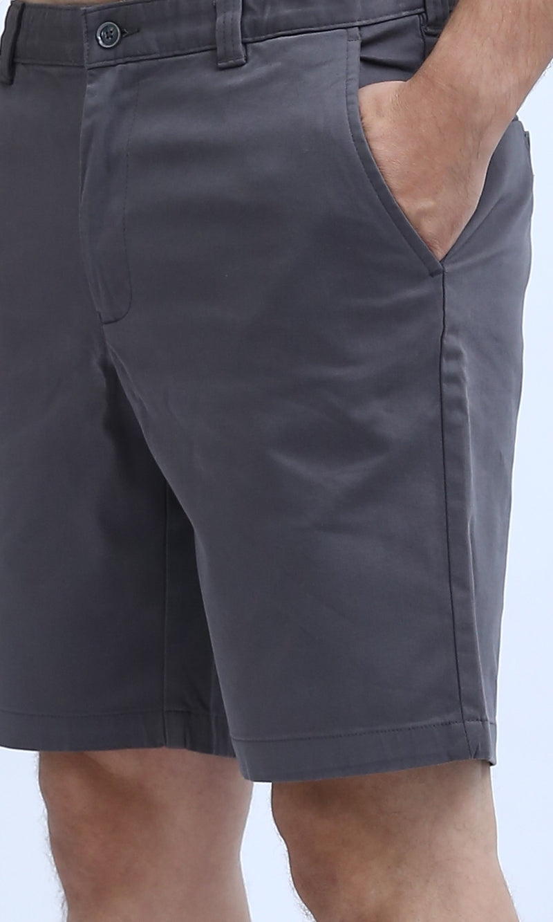 O199228 Cotton Fly Zipper Summer Short - Grey