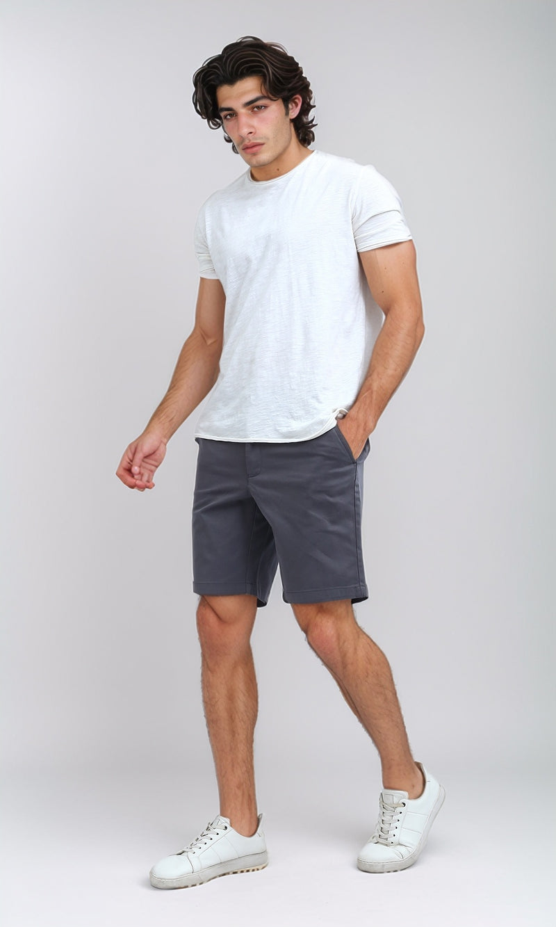 O199228 Cotton Fly Zipper Summer Short - Grey