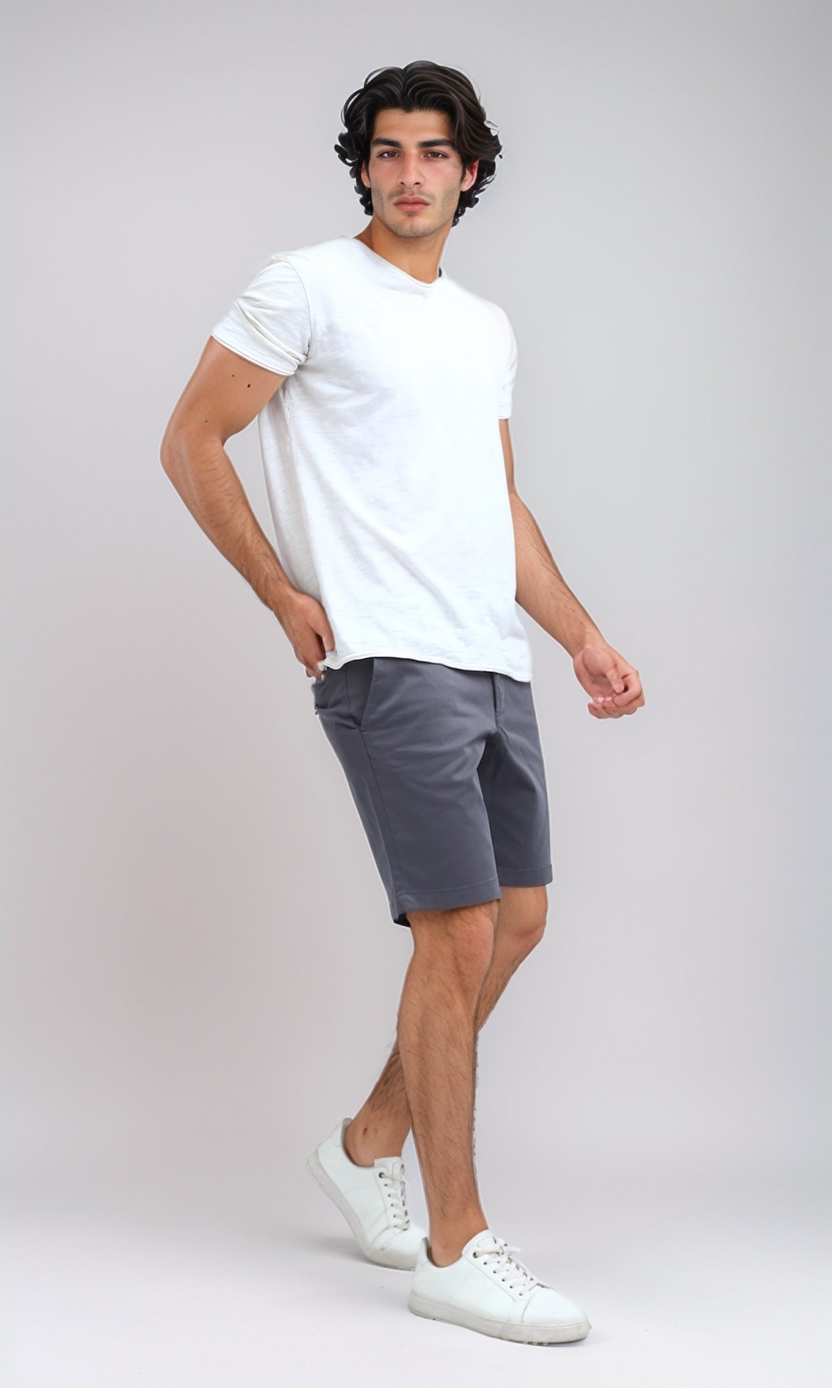 O199228 Cotton Fly Zipper Summer Short - Grey