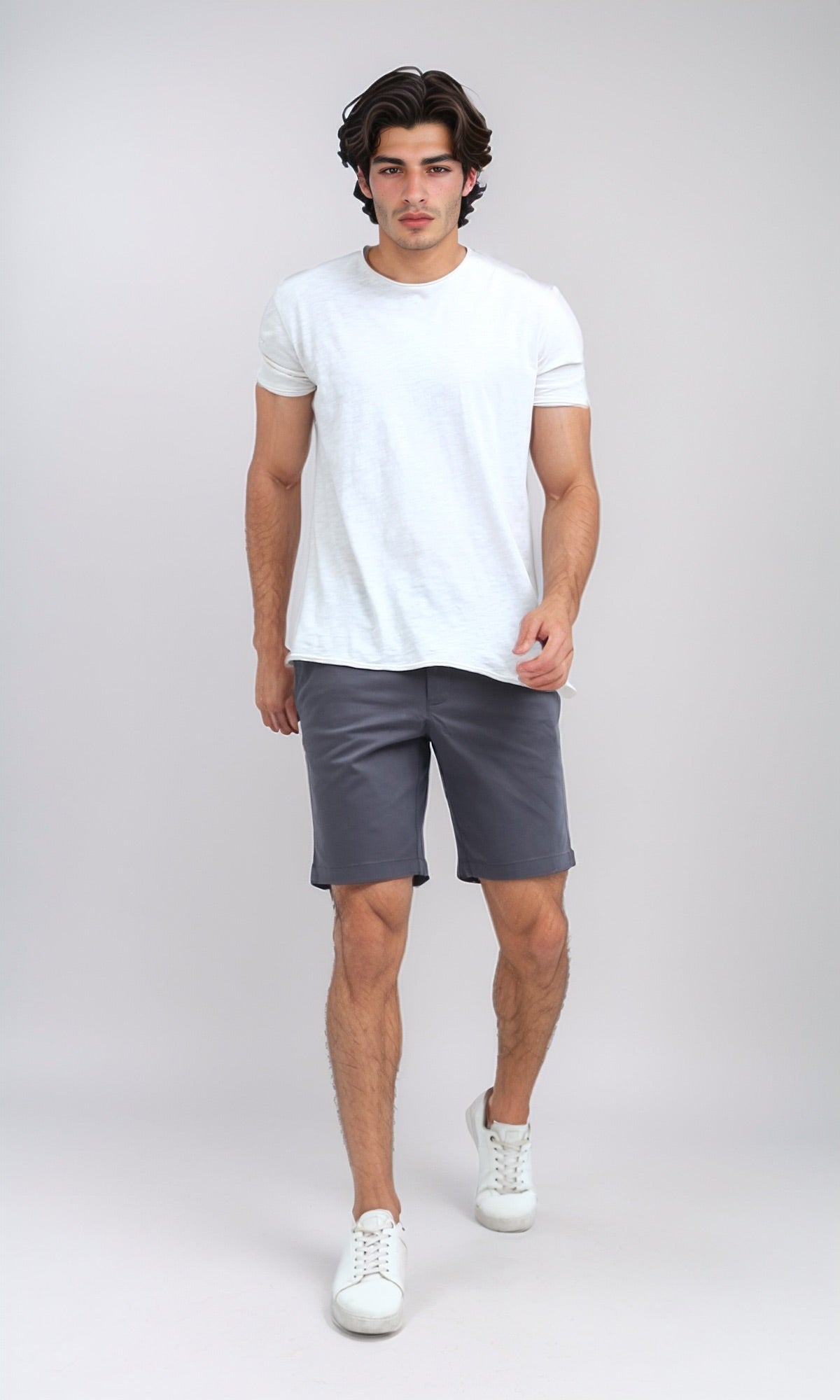 O199228 Cotton Fly Zipper Summer Short - Grey