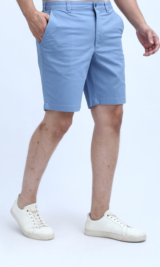 O199229 Casual Basic Light Blue Plain Short