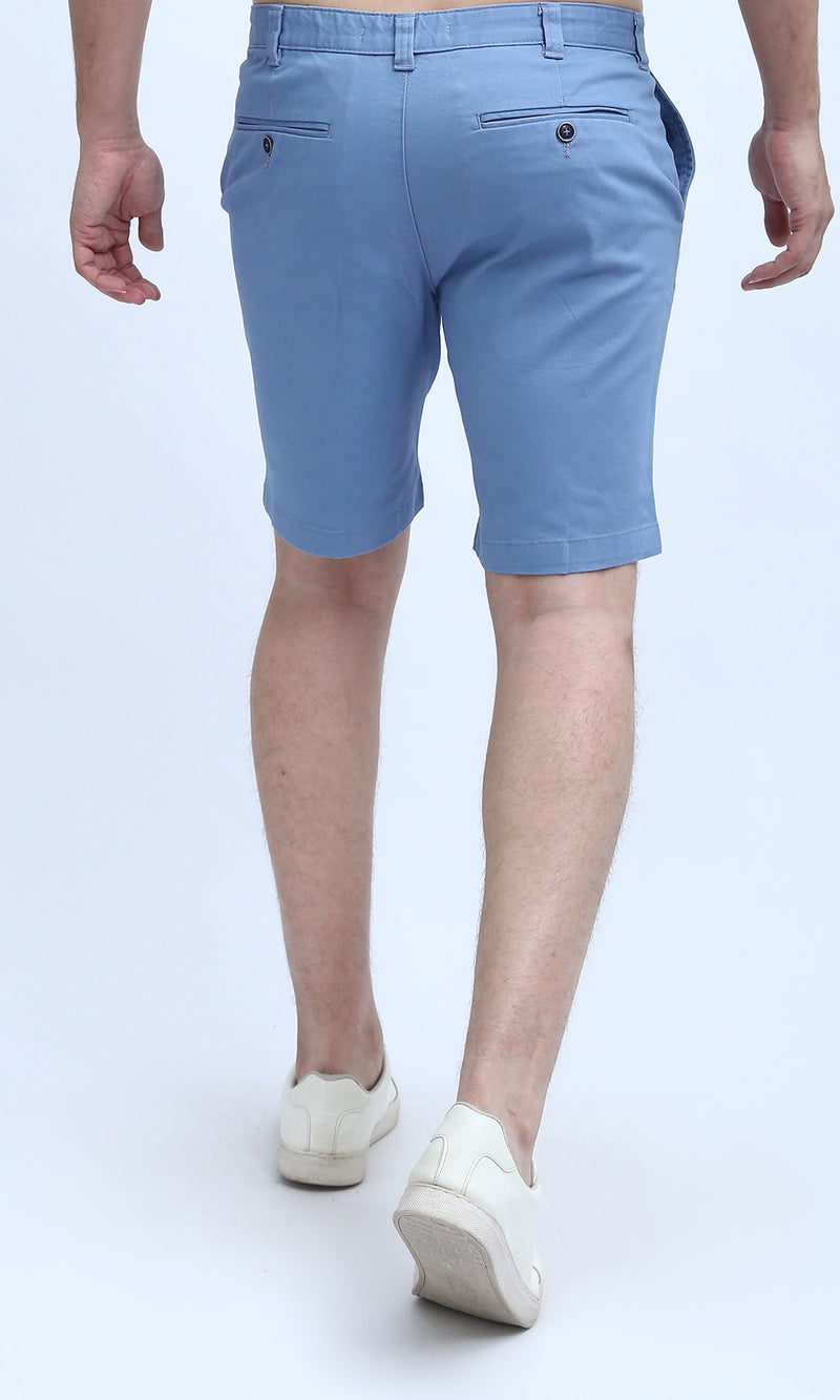 O199229 Casual Basic Light Blue Plain Short