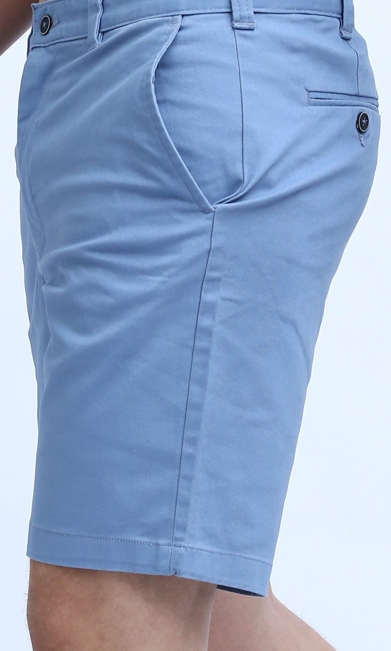 O199229 Casual Basic Light Blue Plain Short