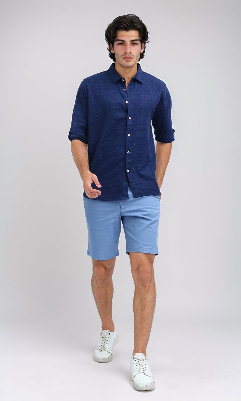 O199229 Casual Basic Light Blue Plain Short