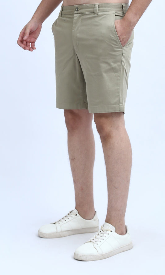 O199230 Summer Basic Beige Short With Fly Zipperd