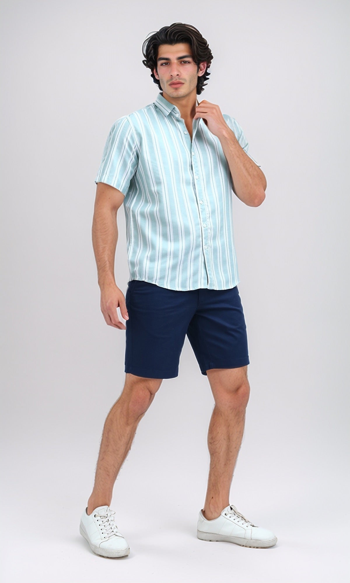 O199231 Casual Dark Jeans Blue Gabardine Short