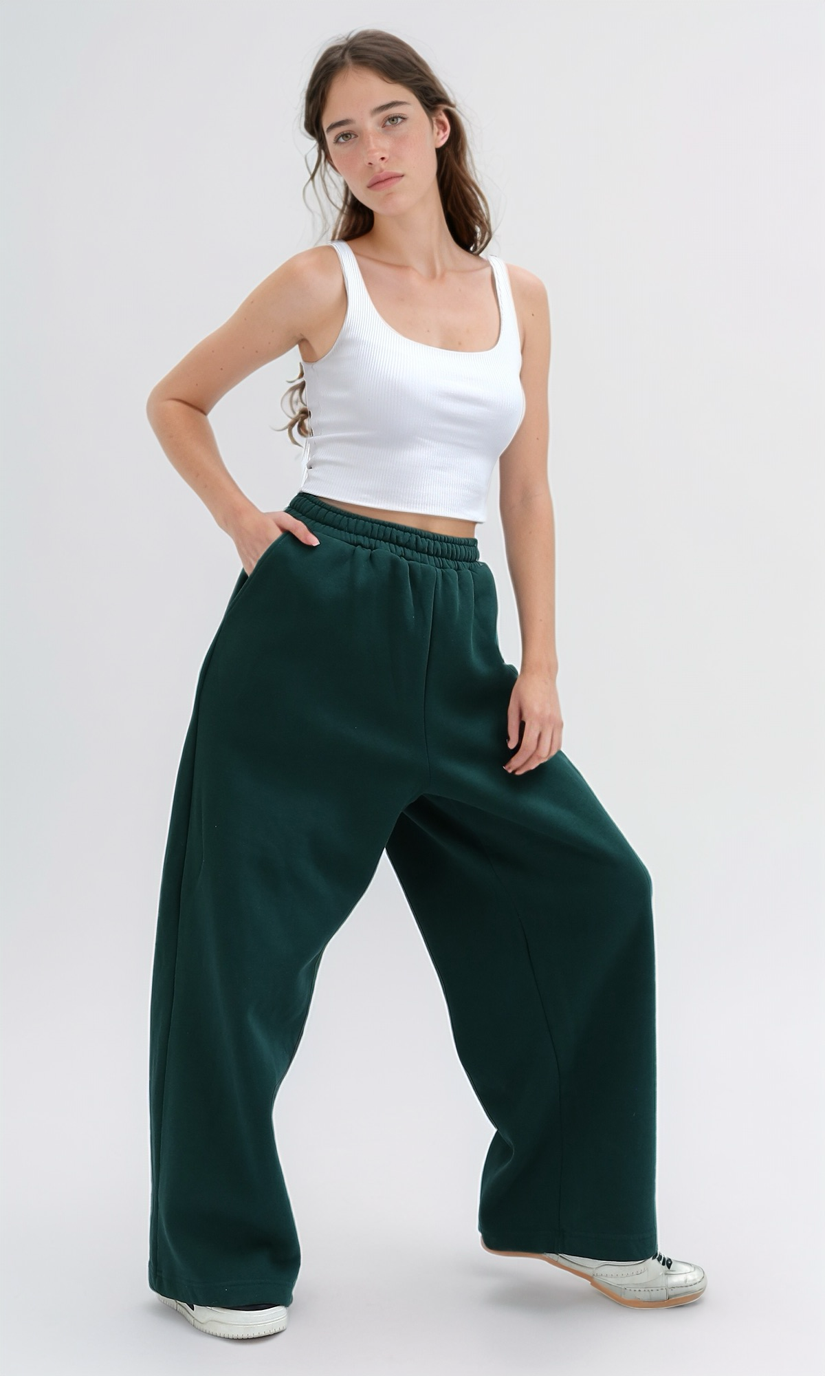 O199242 Casual Jogger Feminine Pants - Dark Green