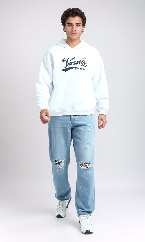 O199302 - Fashionable Cotton Ripped Jeans - Light Jeans Blue