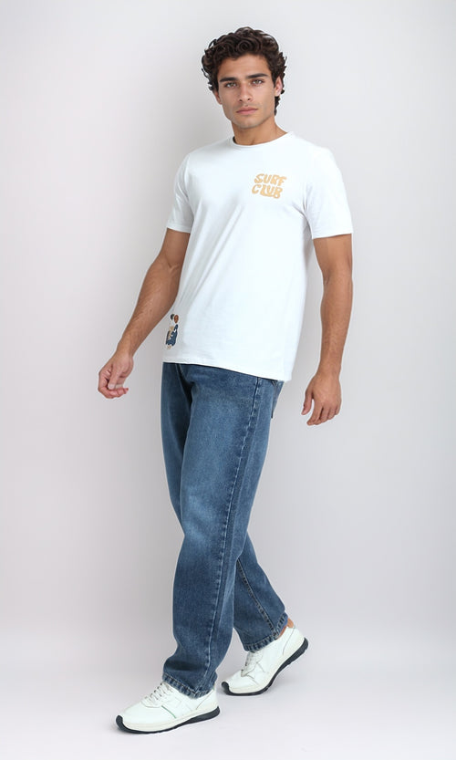 O199304 - Solid Wide Leg Casual Jeans - Dark Blue