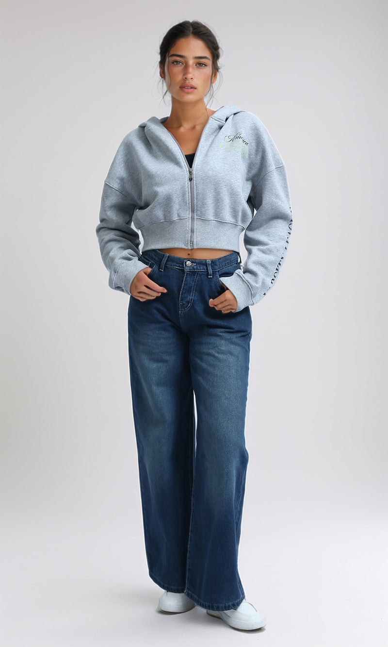 O199326 - Casual Straight Leg Jeans with Slash Pockets - Jeans Blue